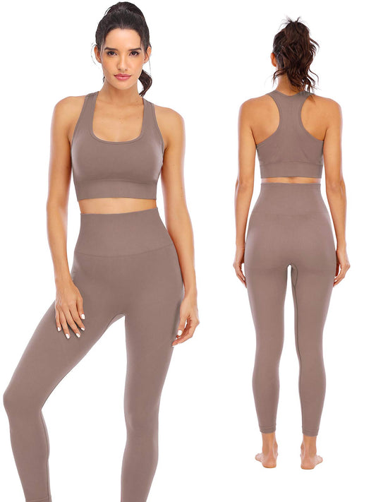 Workout Sets for Women 2 Piece High Waisted Seamless Leggings with Padded Stretchy Sports Bra Sets Yoga Outfit Jogging Gym Clothes(NA007M- Lotus root purple)