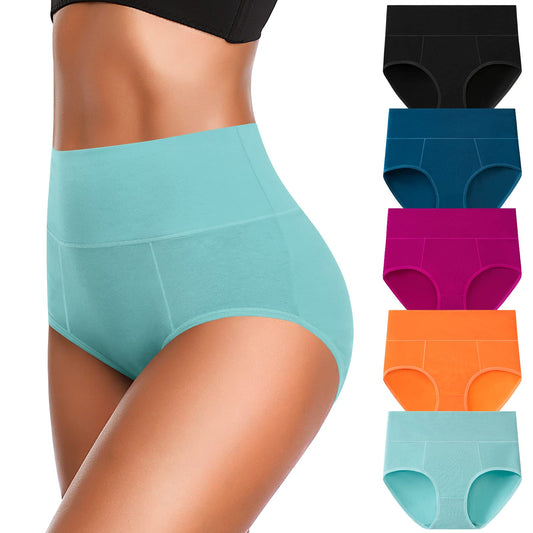OLIKEME Womens Underwear Tummy Control Cotton High Waisted Postpartum Briefs Full Coverage Ladies Panties Multi Pack