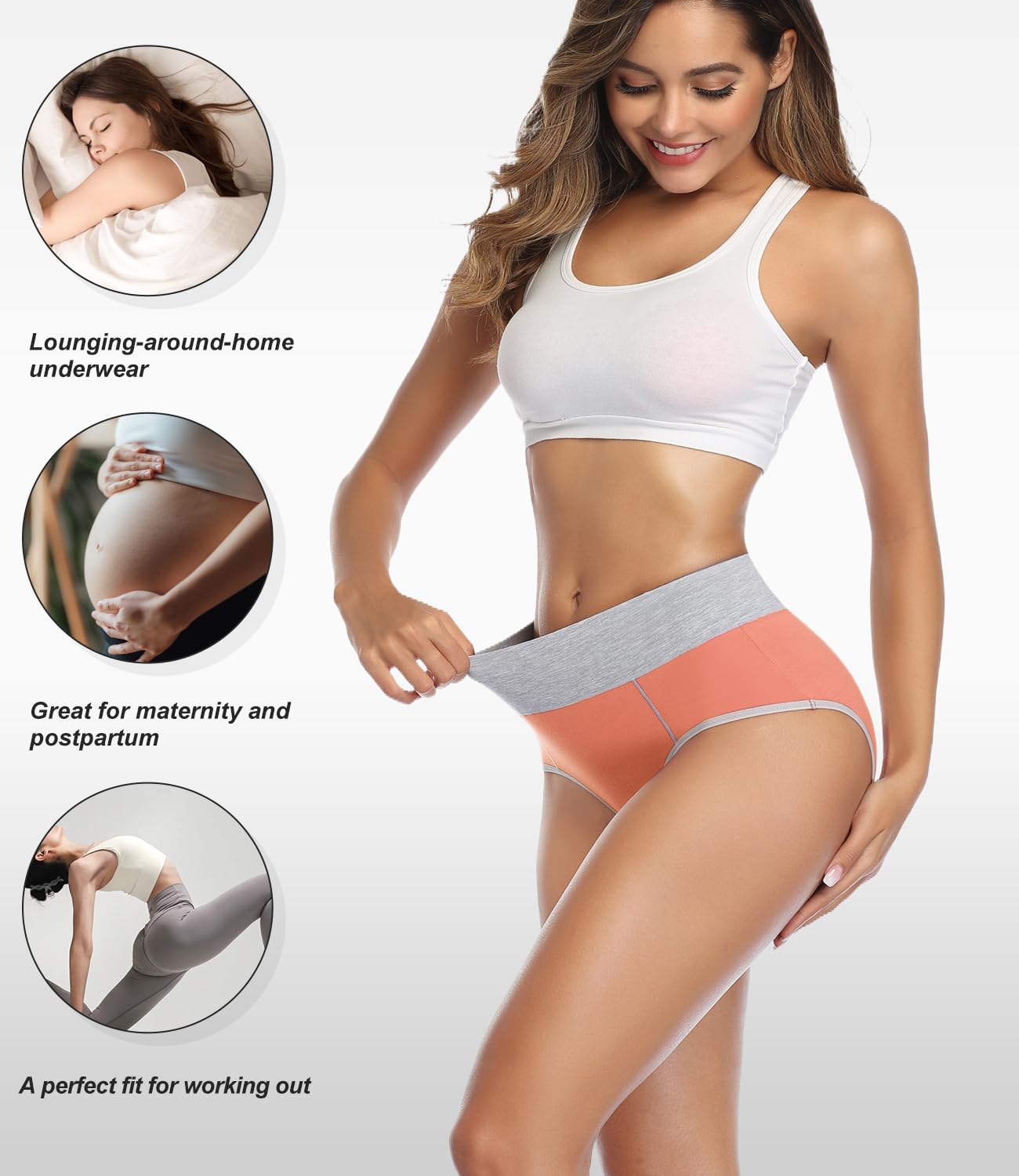 wirarpa Women's Cotton Underwear High Waist Briefs Ladies Soft Breathable Panties Full Coverage Underpants 5 Pack Small
