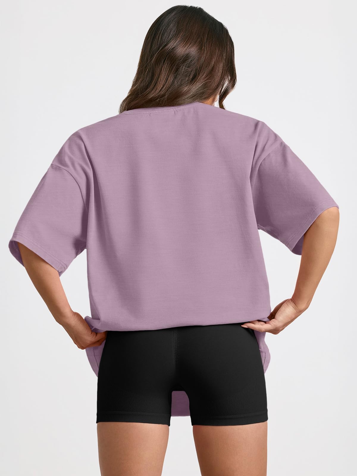 Trendy Queen Womens Oversized Summer T Shirts Fashion Workout Plus Size Tops Short Sleeve Beach Vacation Gym Clothes 2025 DarkPink L