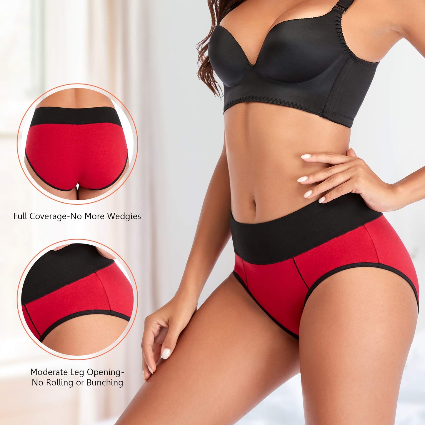 Eiggam Underwear for Women Breatherble Panties Women's Underwear Soft Cotton Brief Panties Postpartum (A-6 Pack Large)