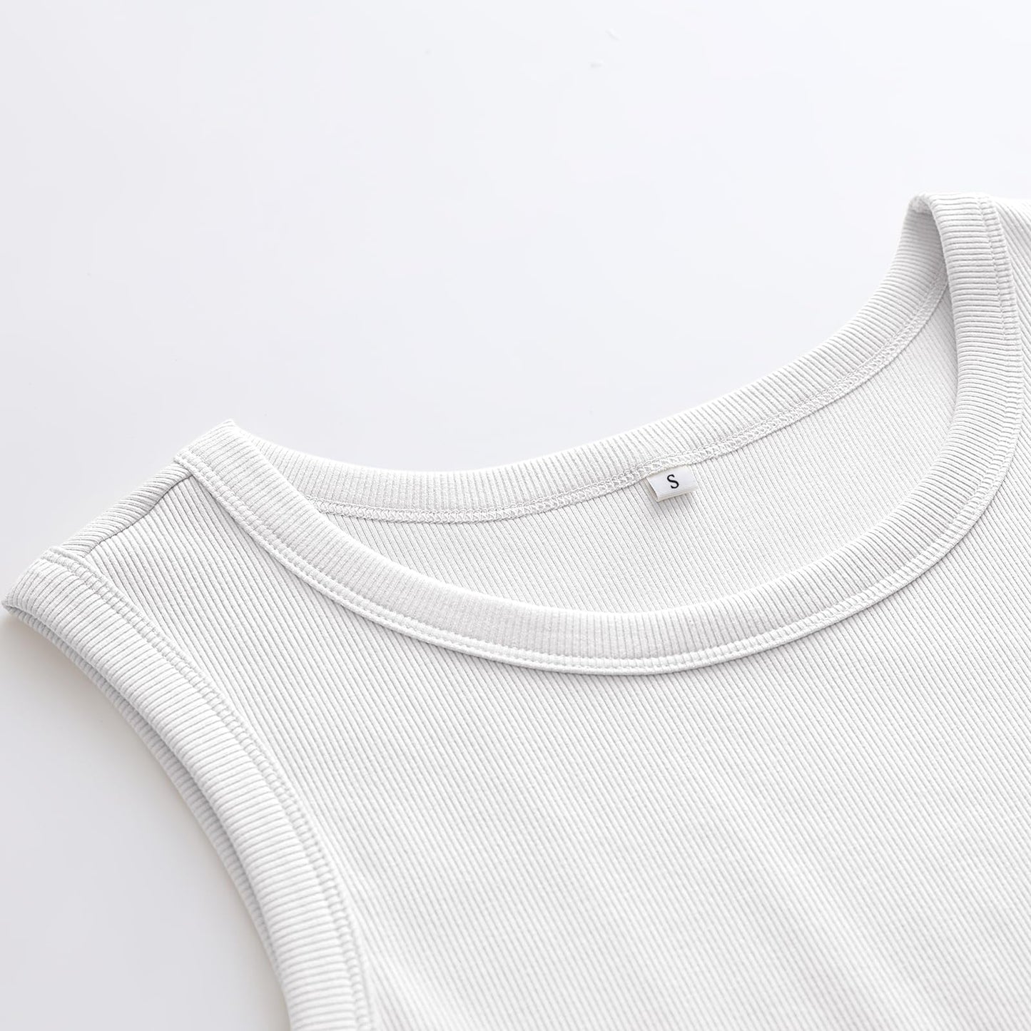 ANRABESS Womens Sleeveless High Neck Tank Tops Fashion Summer Casual Basic Slim Fit Ribbed Racerback Top Shirt Clothes White-M
