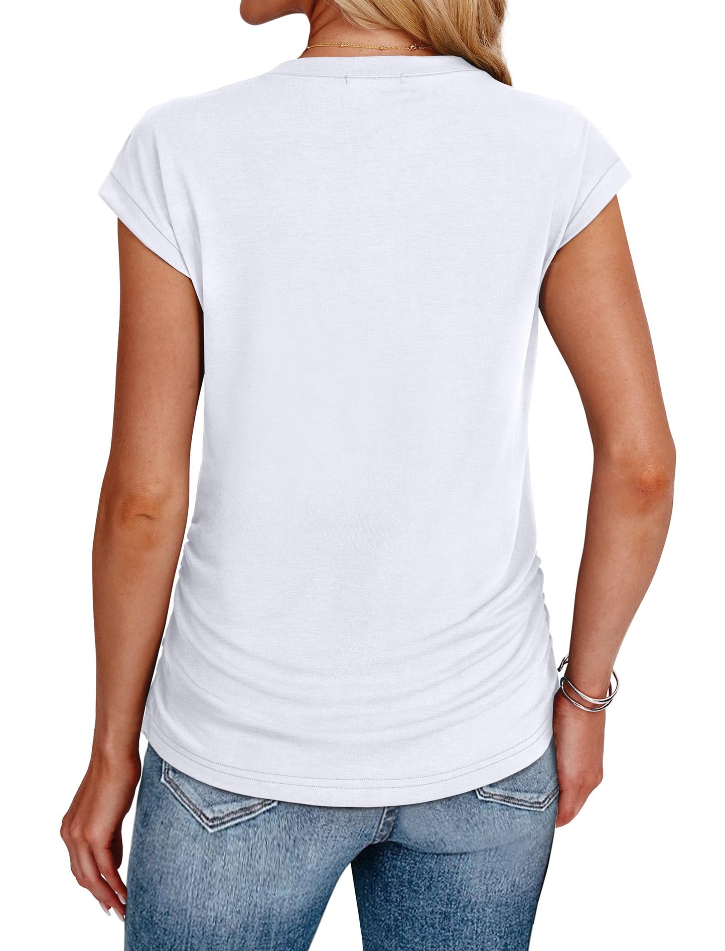 Summer Tops for Women 2025 Short Sleeve Shirts Trendy Spring Tops Work Business Casual Outfits Vacation Beach Clothes Maternity White L