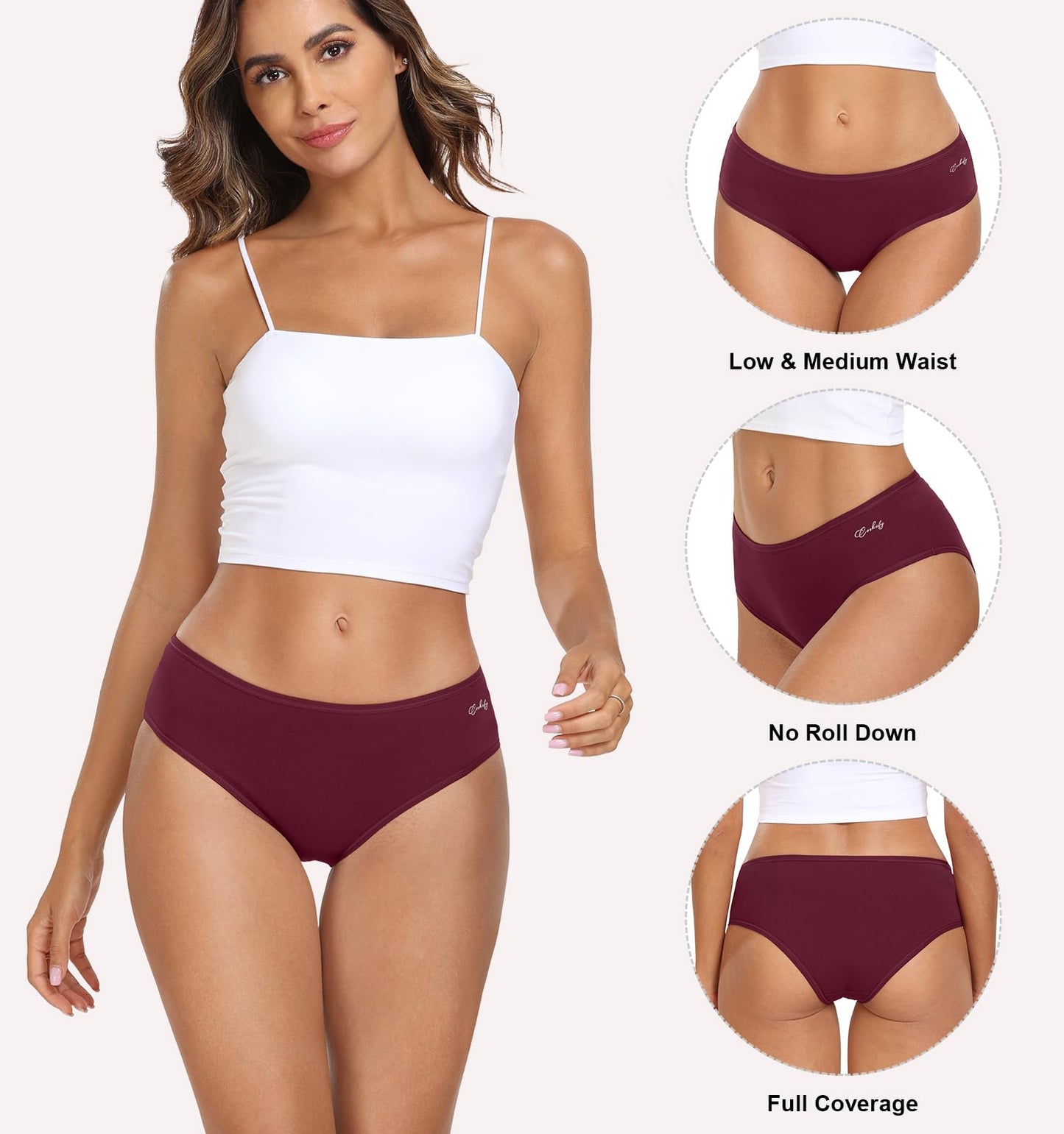 coskefy Women's Cotton Underwear Stretch Briefs Soft Strench Underpants Low Rise Hipster Panties