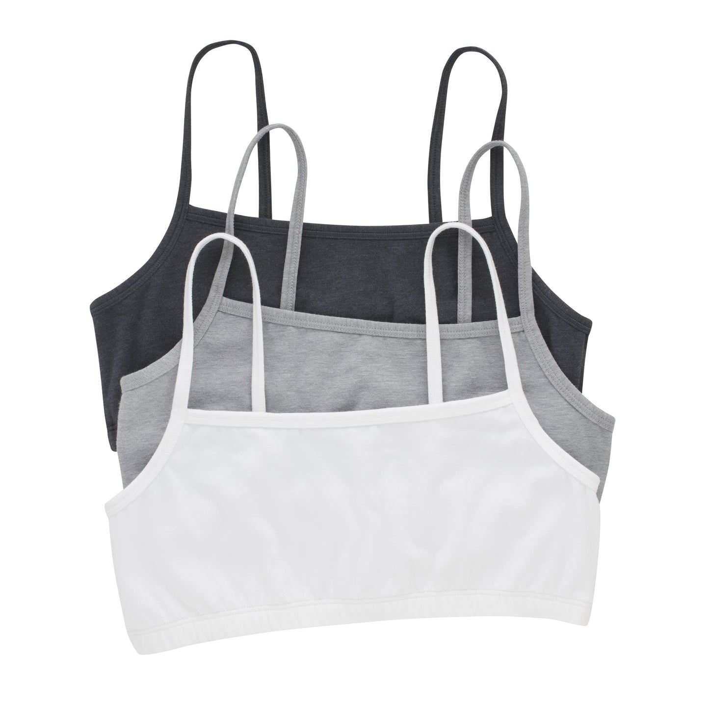 Hanes Womens Cropped Bralette, Breathable Pullover Bra, Crop Top, Solid Or Assorted, 3-pack Bra, Sky Grey Heather/Concrete Heather/White, Large US