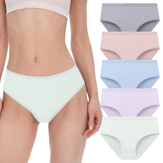 BAMBOO COOL Womens Underwear Mesh Breathable Moisture-Wicking Briefs, Soft & Lightweight Ladies Panties, 5-Pack