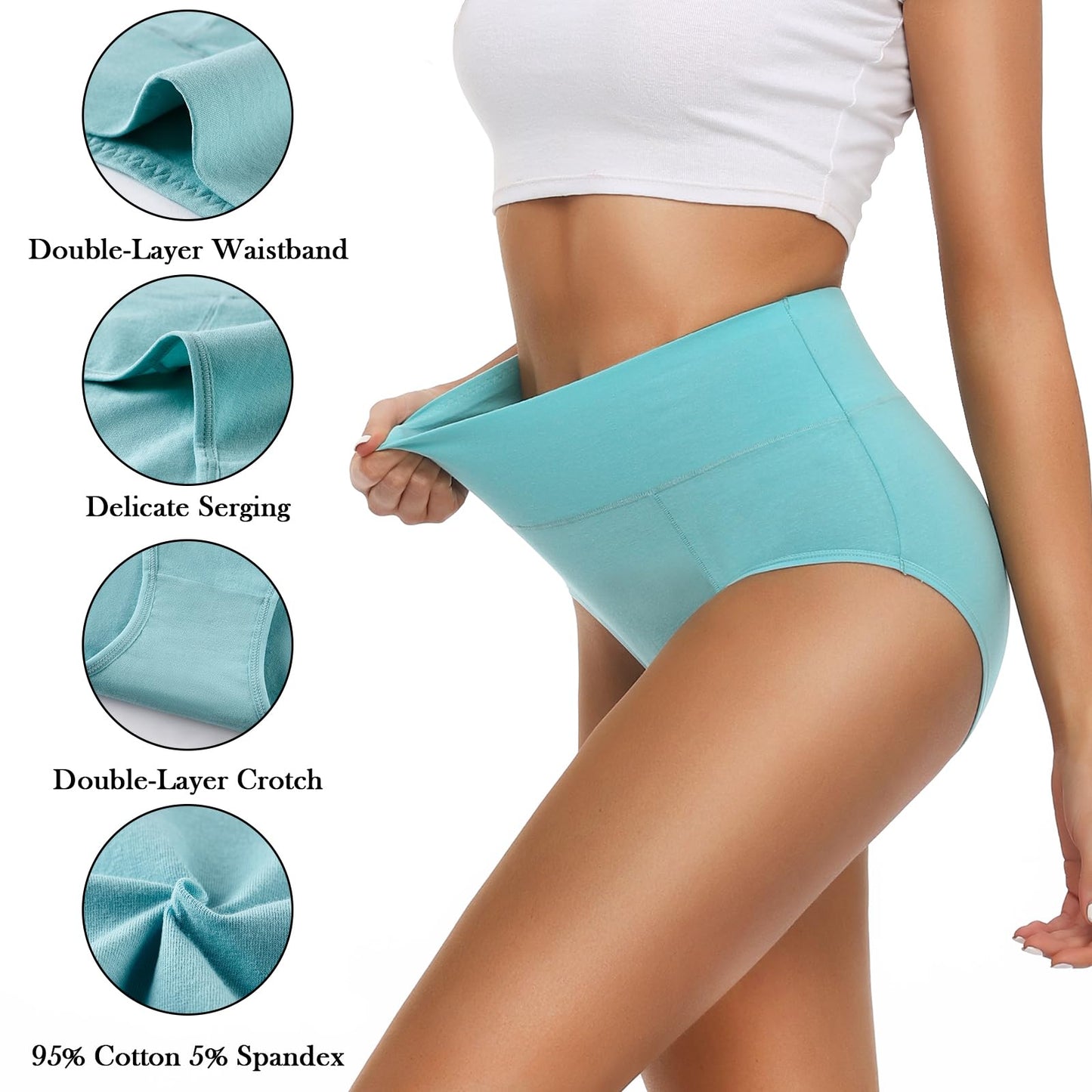 OLIKEME Womens Underwear Tummy Control Cotton High Waisted Postpartum Briefs Full Coverage Ladies Panties Multi Pack
