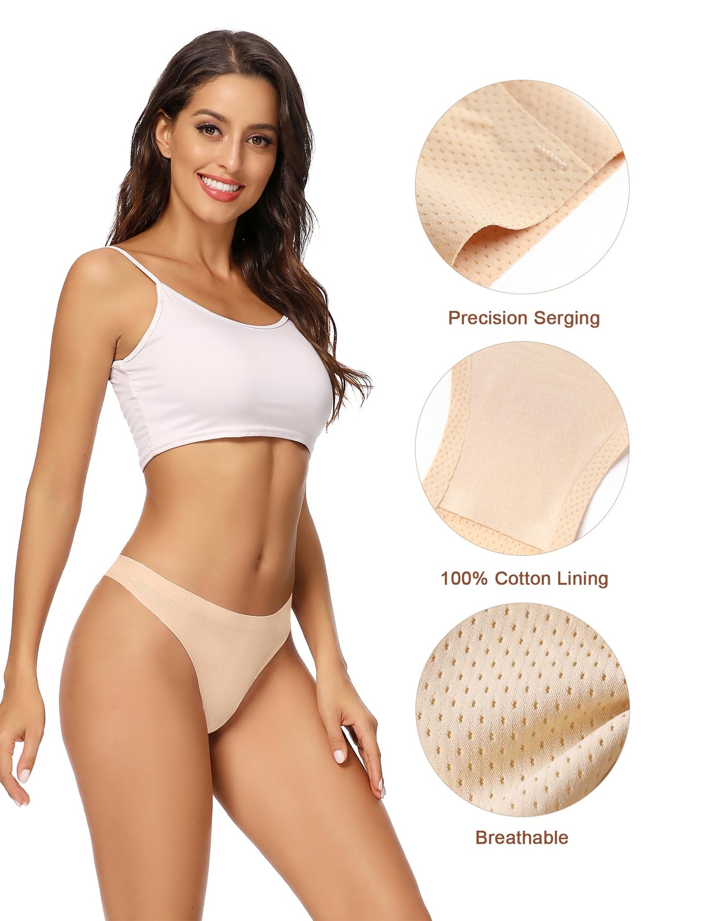 voenxe Women Bikini Underwear,Seamless Breathable Ladies Panties,No Show Comfortable Briefs Undies for Women,Hipster,5-Pack