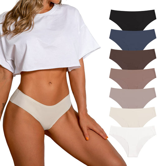 SHARICCA Women Seamless Cheeky Bikini No Show Panties Ladies Invisible Breathable Hipster Soft Stretch Underwear 7 Pack (7P11,S)
