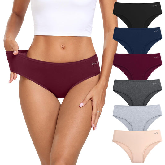 coskefy Women's Cotton Underwear Stretch Briefs Soft Strench Underpants Low Rise Hipster Panties