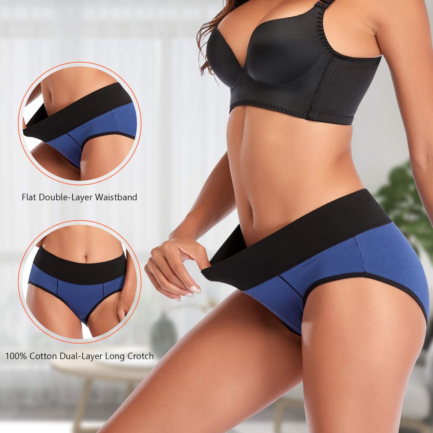 Eiggam Underwear for Women Breatherble Panties Women's Underwear Soft Cotton Brief Panties Postpartum (A-6 Pack Large)