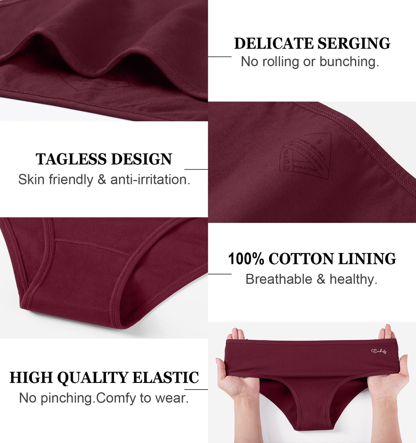 coskefy Women's Cotton Underwear Stretch Briefs Soft Strench Underpants Low Rise Hipster Panties