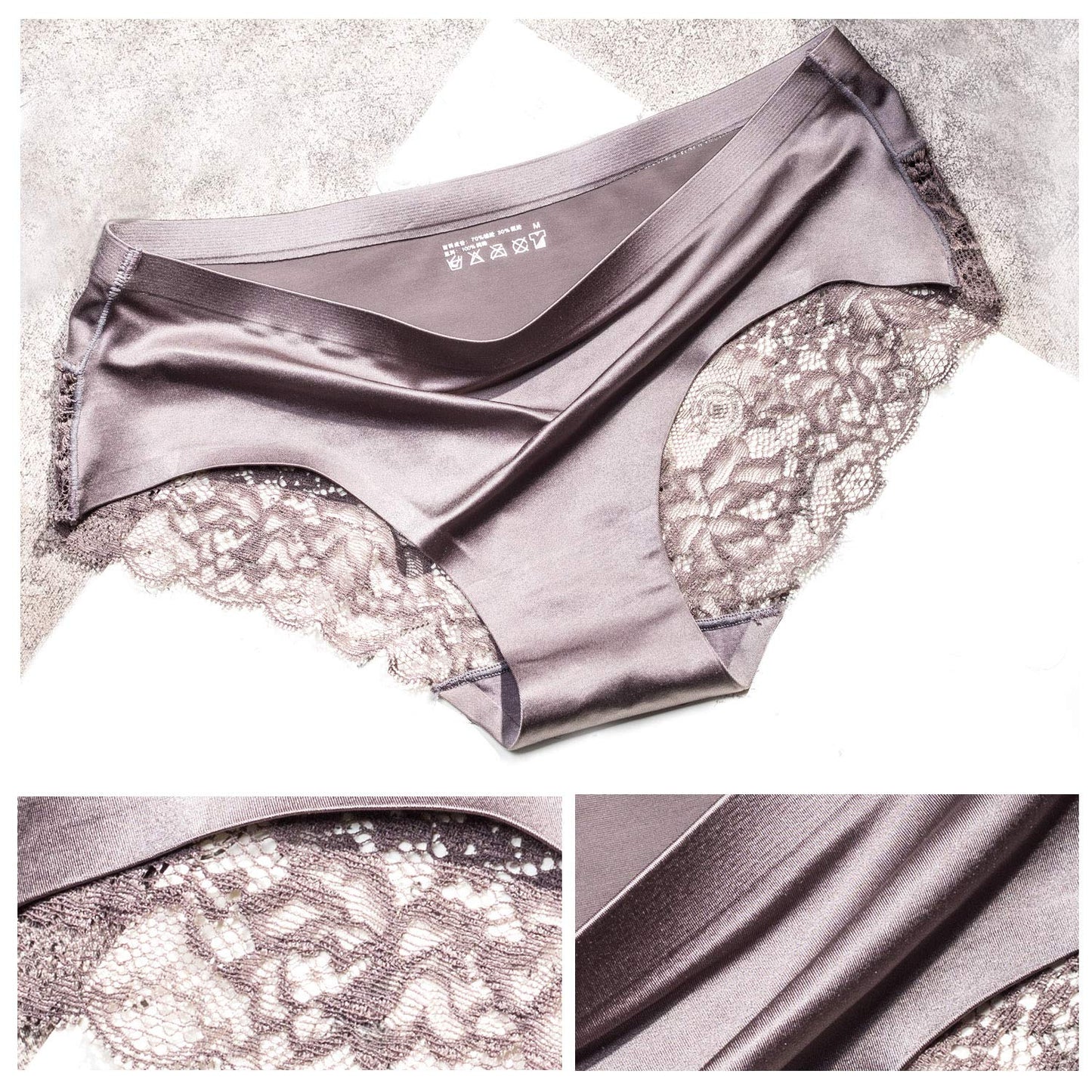 ITAYAX Sexy Lace Underwear for Women Frozen Silky Seamless Satin Full Panties with Silky Tactile Touch S-3XL (3 piece hipster panties)
