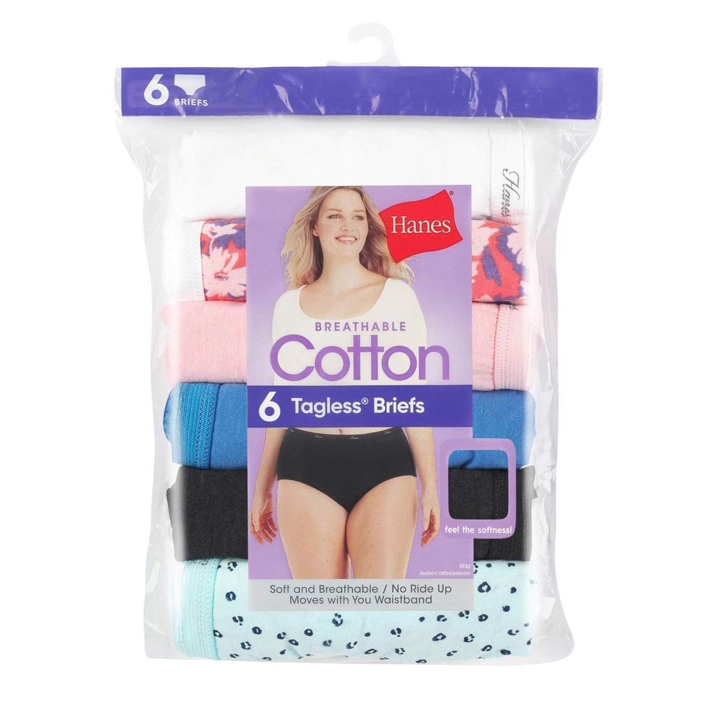 Hanes Women's Plus Size High-Waisted Panties, 6-Pack, Moisture-Wicking Cotton Brief Underwear (Colors May Vary), Solid/Print Mix, 6