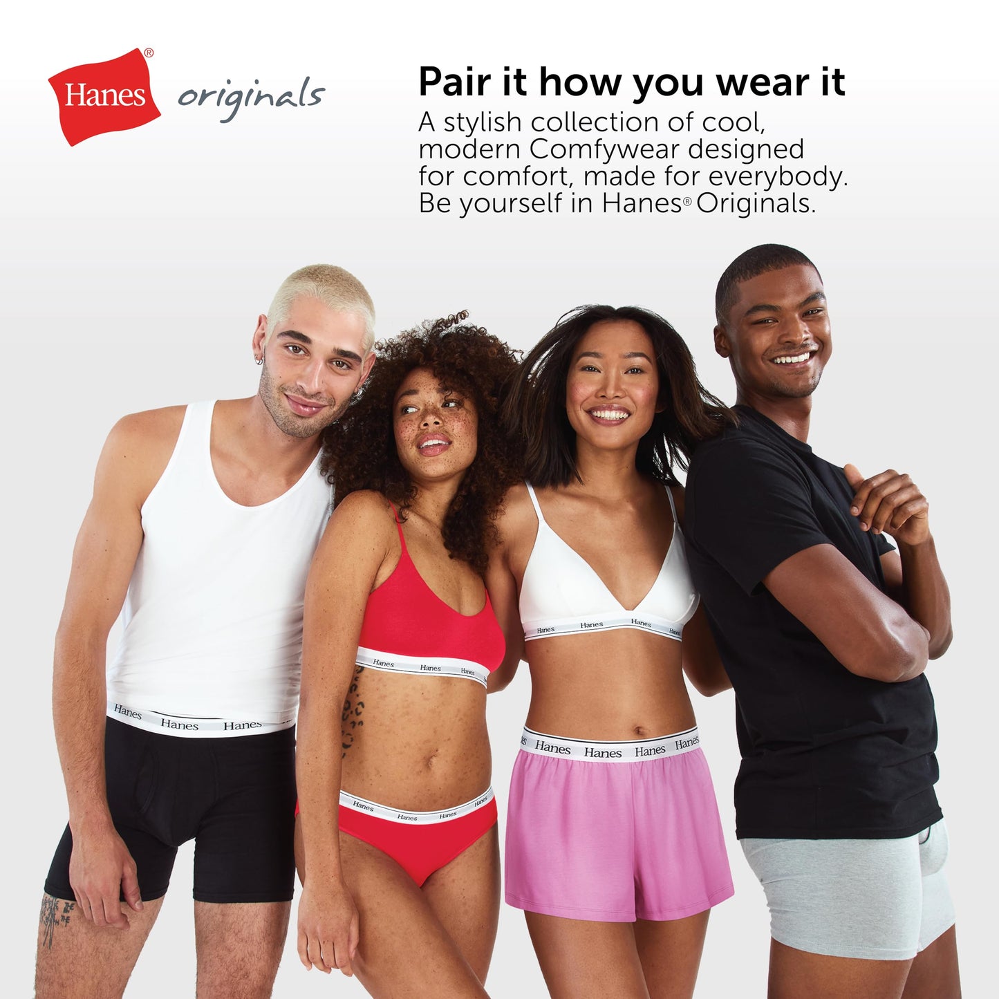 Hanes Women's Originals Rib Tank 2-Pack, Comfywear Stretch Cotton Cropped Top, White/Black, Large