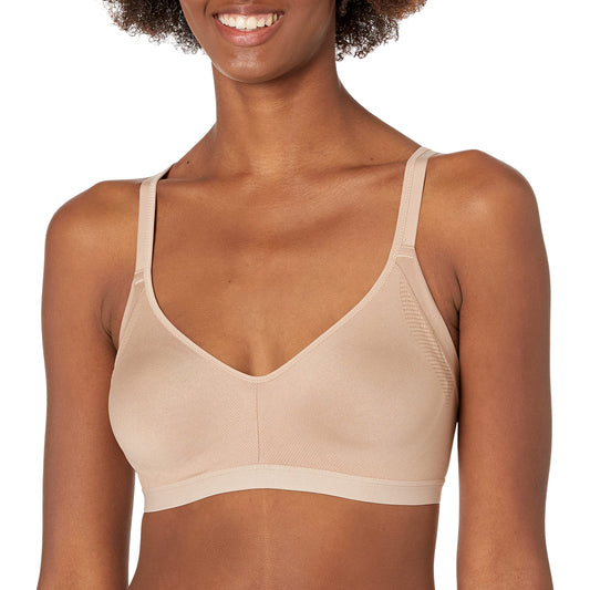 Warner's Womens Blissful Benefits Underarm-smoothing With Seamless Stretch Wireless Lightly Lined Comfort Rm3911w T-Shirt Bra, Toasted Almond, Large US